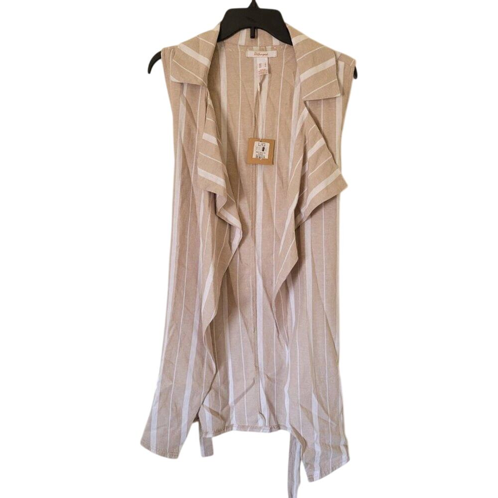 Revamped Linen Blend Belted Vest Cardigan Large